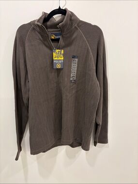Nautica Men’s Taupe Ribbed Half-Zip Pullover Sweater